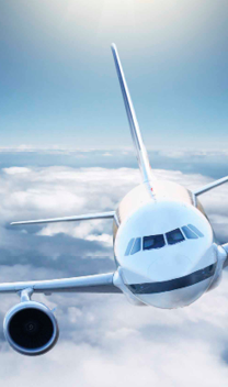 Airplane flying in the sky.